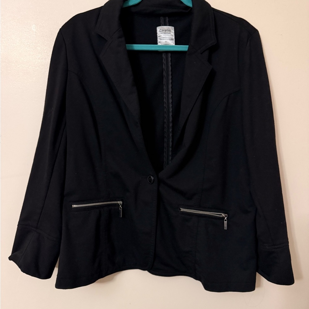 Cavalini Women's Black Blazer with Zipper Pockets